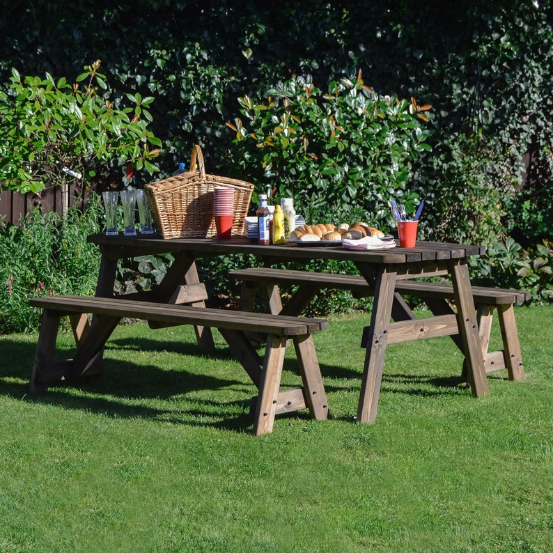 Oakham rounded picnic table and bench set Etsy