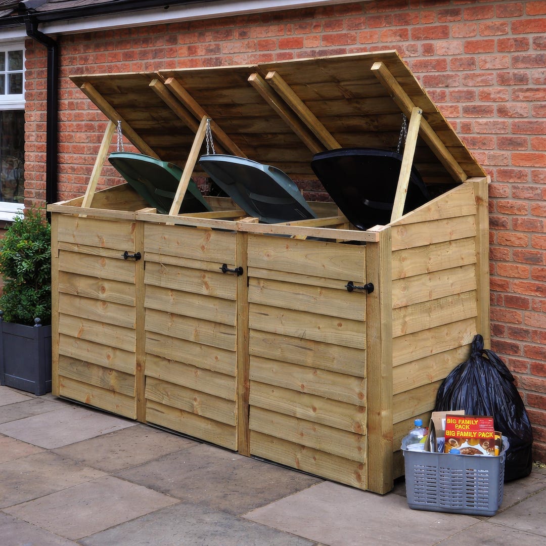 Morcott Triple Bay Wheelie Bin Storage: Outdoor Hideaway Unit - Etsy