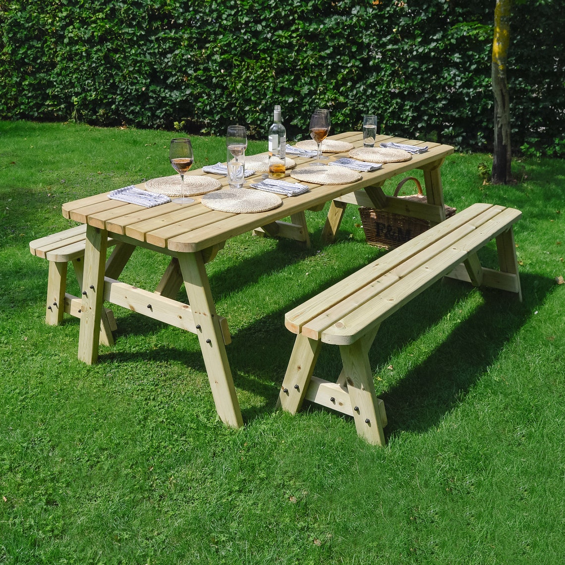 Oakham Rounded Picnic Table and Bench Set Etsy
