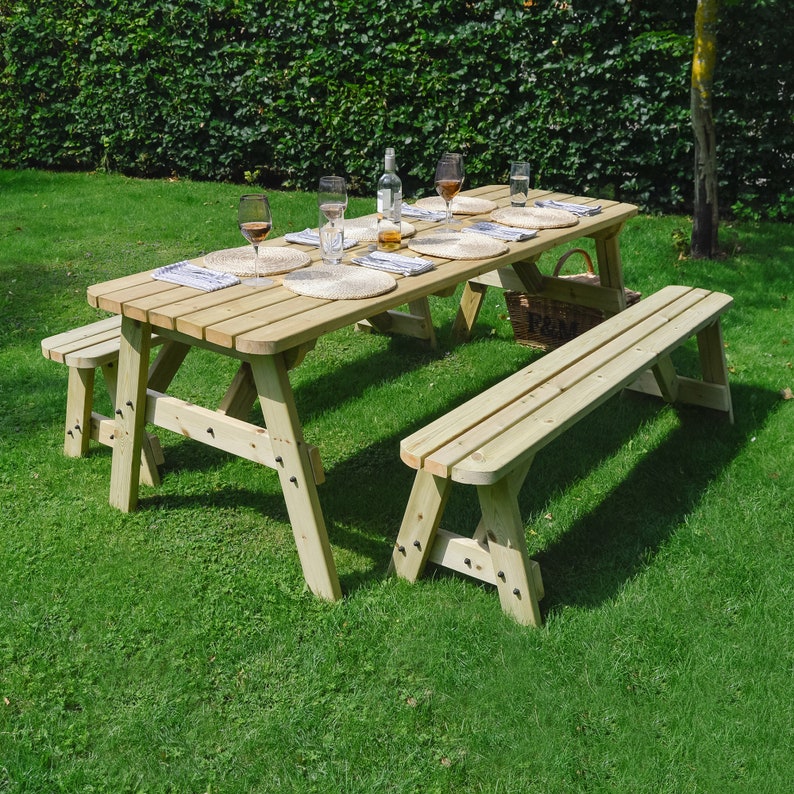 Oakham rounded picnic table and bench set Etsy