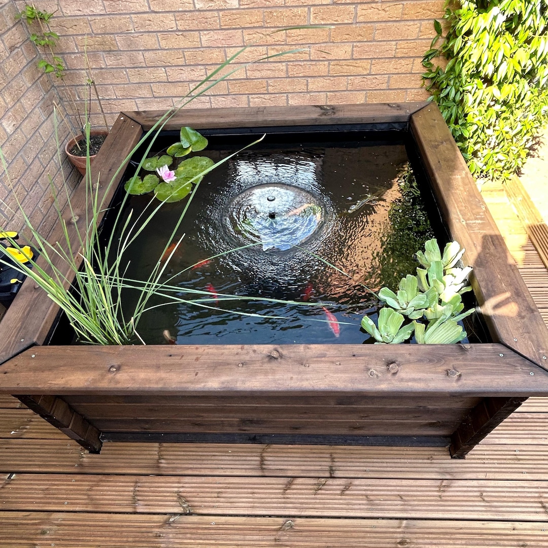 Raised Wooden Garden Fish Pond - Square - 640mm Height - Multiple Sizes ...
