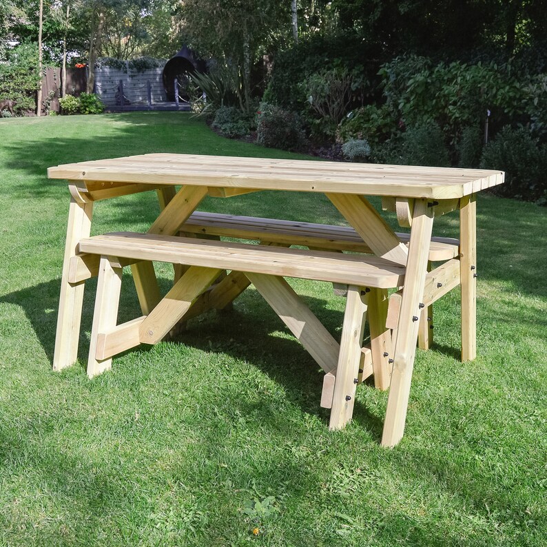 Oakham rounded picnic table and bench set Etsy