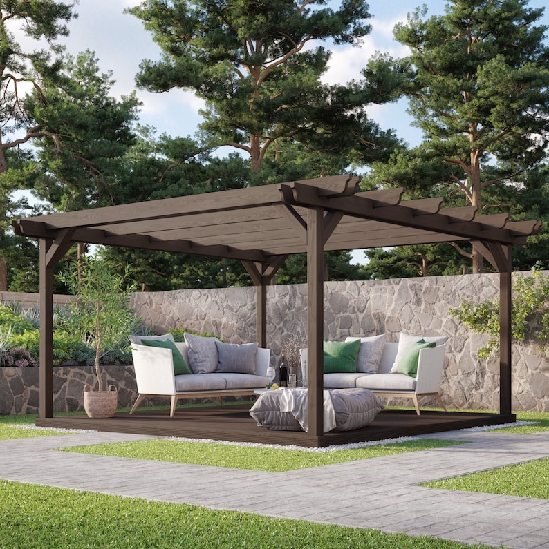Wooden Garden Gazebo Pergola Deckingkit Double Garden Design - Etsy