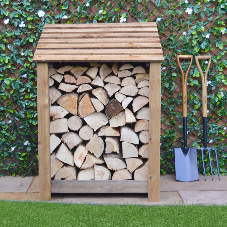 Rustic Log Storage Uk Outdoor Wooden Log Store 4ft Tall X 3ft Wide Burley Slatted Design ...