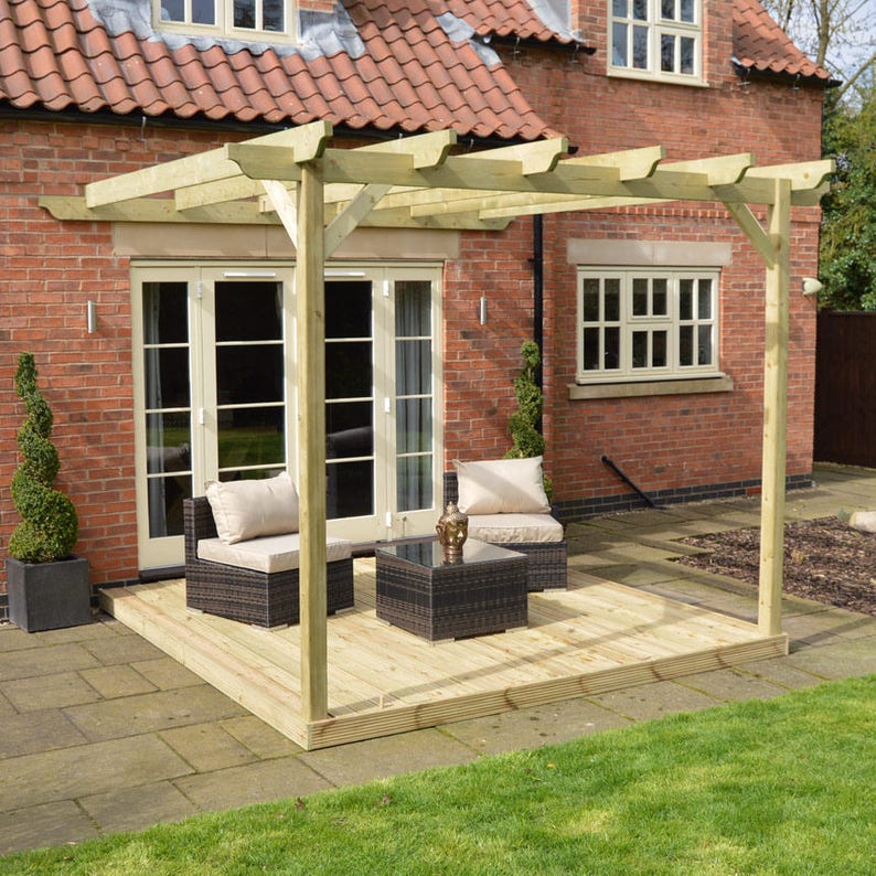 Wall Mounted Pergola and Decking Kit Etsy