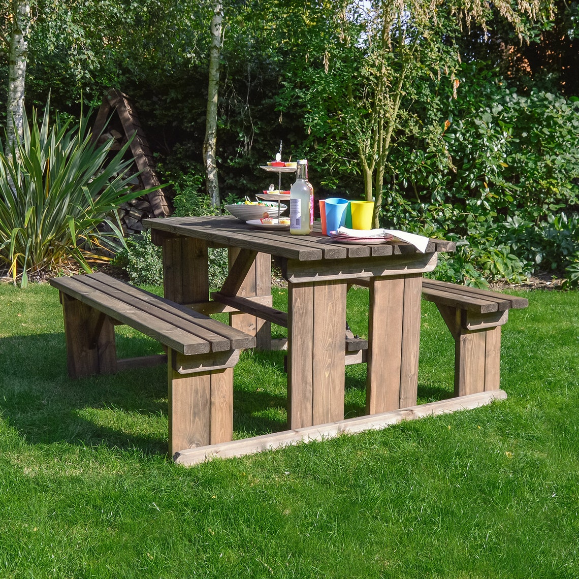 Wooden Garden Picnic Table Bench Set Tinwell Picnic Bench - Etsy