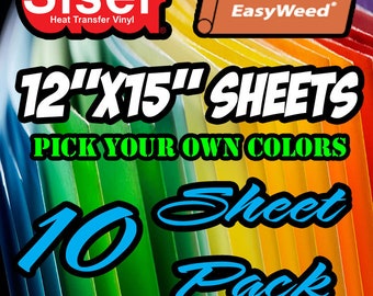 12"x 15" / 10-Sheet Pack / Siser EasyWeed HTV - Heat Transfer Vinyl Iron On Vinyl