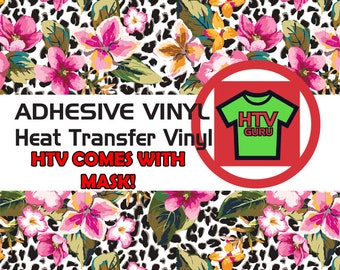 Floral Leopard Print Vinyl: HTV & Adhesive Vinyl Sheets