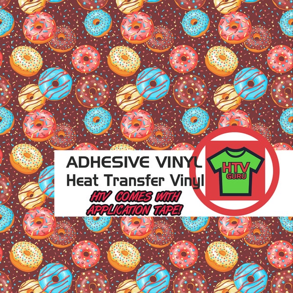 Glaze Donuts, Sprinkles Printed Heat Transfer Vinyl, Adhesive Outdoor Vinyl Sheets