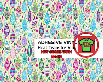 Christmas Ornaments Printed Patterned HTV Iron On Heat Transfer Vinyl and Outdoor Vinyl Sheets