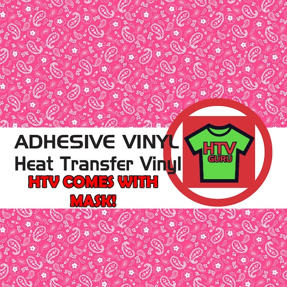 Pink Bandana Vinyl Patterned Heat Transfer Vinyl Iron on Vinyl Sheets  Adhesive Vinyl Sheets 