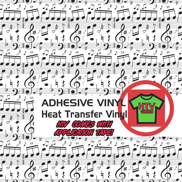 Music Notes Printed Heat Transfer Vinyl and Adhesive Outdoor Vinyl Sheets