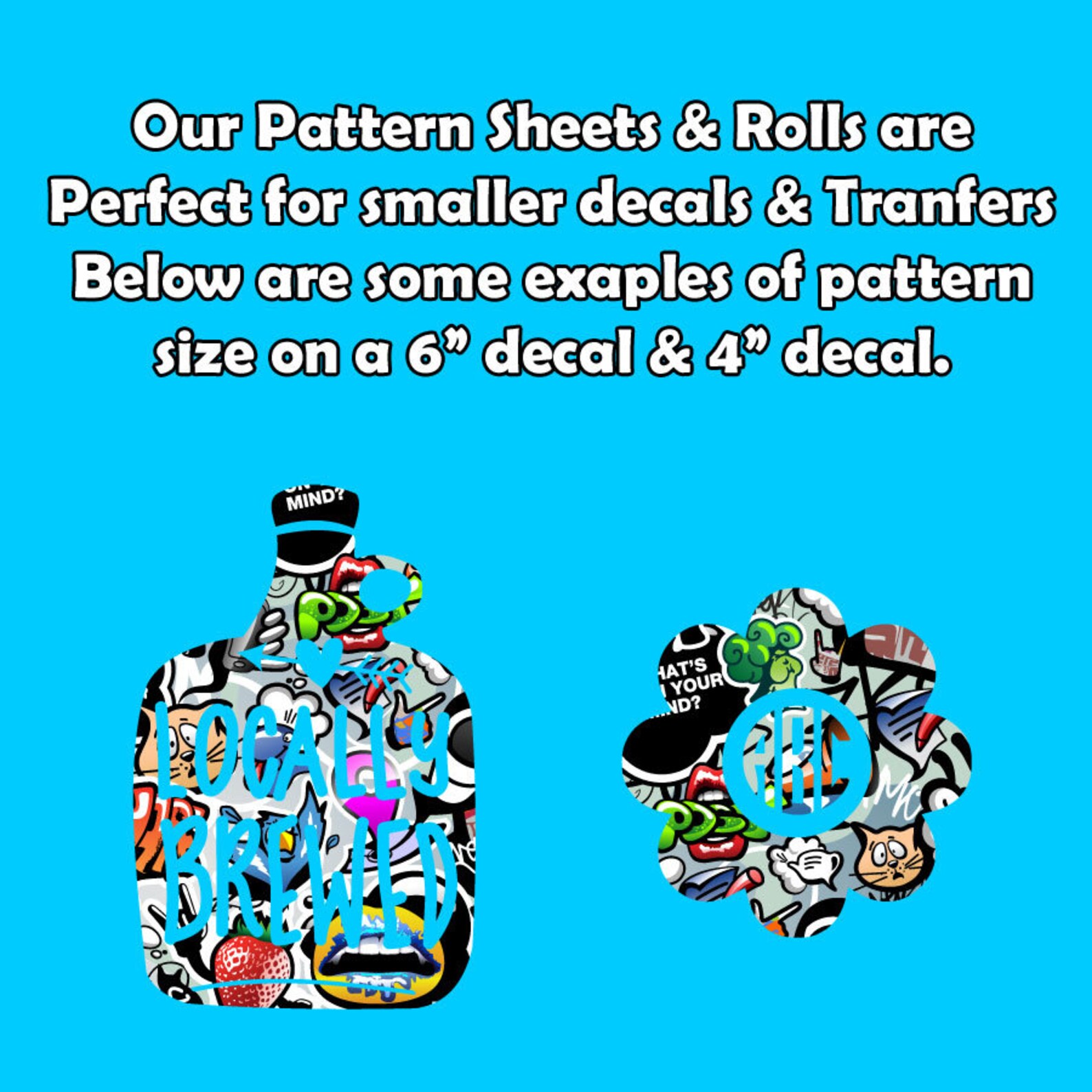 Graffiti Sticker Bomb Printed Pattern HTV Iron on Heat | Etsy