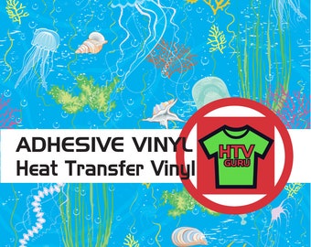 Ocean HTV and Adhesive Printed Patterned Vinyl Sheets Iron On Star Fish Printed Sheets Heat Transfer Vinyl Sheets