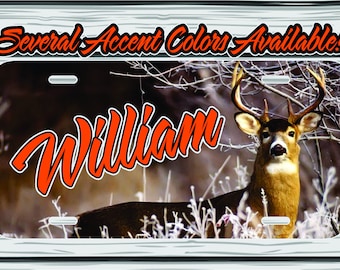 Custom Whitetail Deer Personalized Front License Plate, Car Coasters, License Plate Frame, Key Chain Monogram