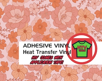 Spring Floral Flowers Printed Pattern Heat Transfer Vinyl  Adhesive Outdoor Vinyl Sheets