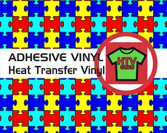 Printed Vinyl Puzzle Piece Autism Pattern HTV Iron On and Adhesive Outdoor Vinyl Sheets