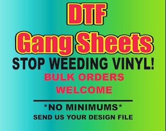 Custom DTF Gang Sheet Transfers Ready To Press Wholesale Direct to Film Printing Print On Demand Services