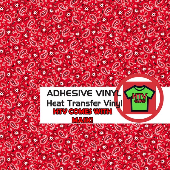 Red Bandana Vinyl Patterned Heat Transfer Vinyl Iron on Vinyl Sheets  Adhesive Vinyl Sheets 