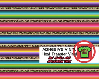 Leopard Serape Pattern HTV Mexican Blanket Pattern Heat Transfer Vinyl and Adhesive Outdoor Vinyl Sheets