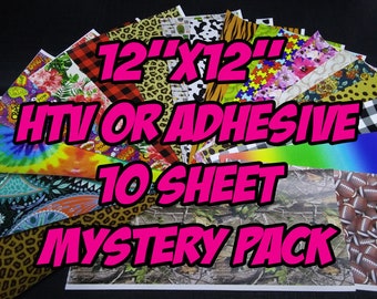 12X12 10 sheets Printed Pattern HTV Mystery Pack Printed Outdoor Vinyl Grab Bag Oracal 651