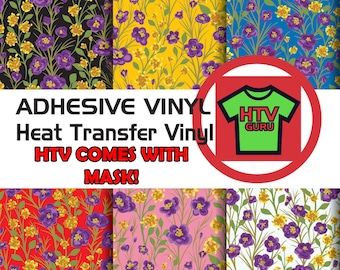 Violet Flowers Printed Vinyl Sheets, HTV & Outdoor Vinyl