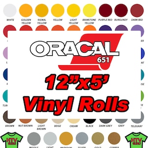 HUGE BLOWOUT SALE Oracal 651 12"x5 Foot Vinyl Rolls Outdoor Adhesive Vinyl Roll