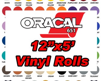 HUGE BLOWOUT SALE Oracal 651 12"x5 Foot Vinyl Rolls Outdoor Adhesive Vinyl Roll