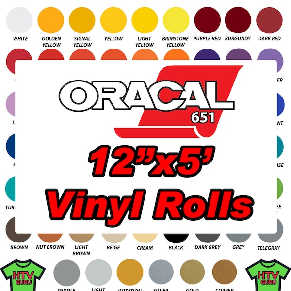 HUGE BLOWOUT SALE Oracal 651 12"x5 Foot Vinyl Rolls Outdoor Adhesive Vinyl Roll