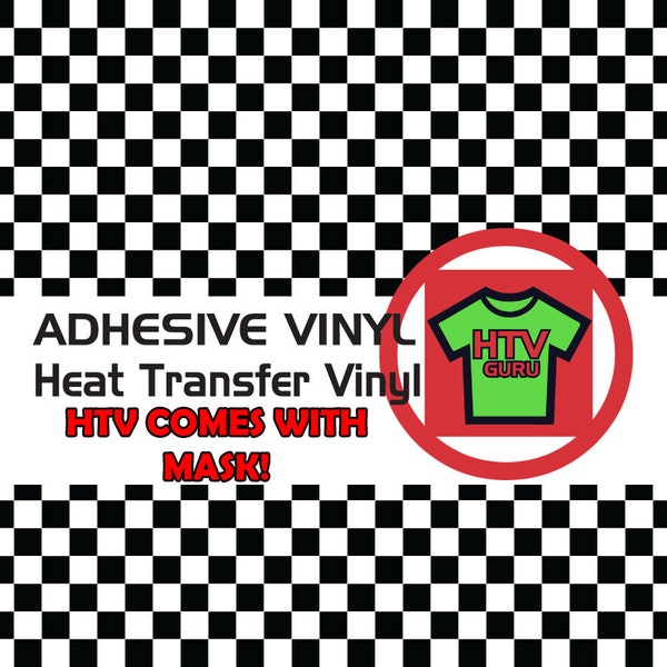 Checkered Flag Vinyl, HTV Iron On Black White Checkerboard pattern, HTV / heat transfer or Adhesive Vinyl