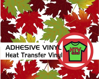 Fall Leaves HTV and Adhesive Printed Pattern Vinyl Sheets Iron On Autumn Sheets