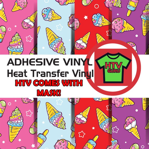 Ice Cream Cones Printed Pattern HTV and Vinyl Sheets, Heat Transfer Iron on  Vinyl Sheets 
