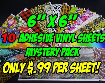 6X6 Printed Pattern Vinyl 10 Sheets Mystery Pack Outdoor Patterned Vinyl Grab Bag Oracal 651