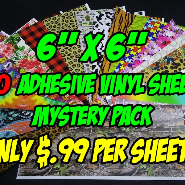 6X6 Printed Pattern Vinyl 10 Sheets Mystery Pack Outdoor Patterned Vinyl Grab Bag Oracal 651