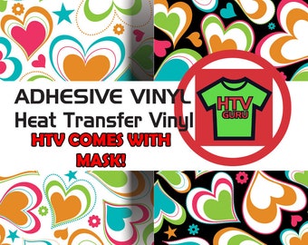 Hearts and Stars Patterned Vinyl Sheets, HTV & Decal