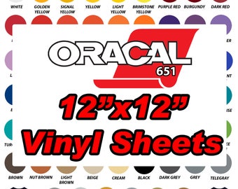 Oracal 651 Vinyl Sheets 12x12 Sheets Outdoor Adhesive Vinyl Sheets