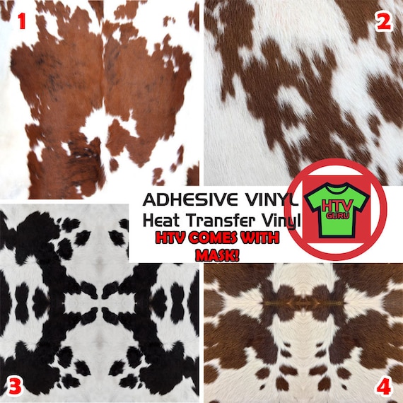 Cowhide Printed Patterned HTV Iron on Vinyl Sheets or Adhesive Outdoor  Vinyl Sheets 