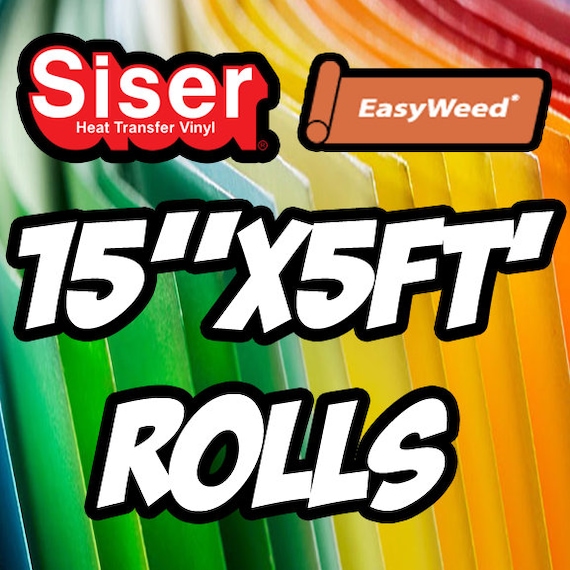 Siser Easyweed 15"x5 Foot Rolls Heat Transfer Vinyl sheets,  vivid colors available, tshirt vinyl, iron on vinyl, HTV, Cricut Vinyl