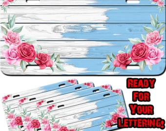 Wholesale Blank Aluminum Watercolor Floral Wood License Plates Ready For Your Vinyl Lettering Auto Tag