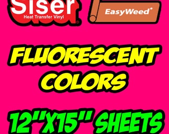 12"x 15" / 5-Sheet Pack / Fluorescent Siser EasyWeed HTV - Heat Transfer Vinyl Iron On Vinyl