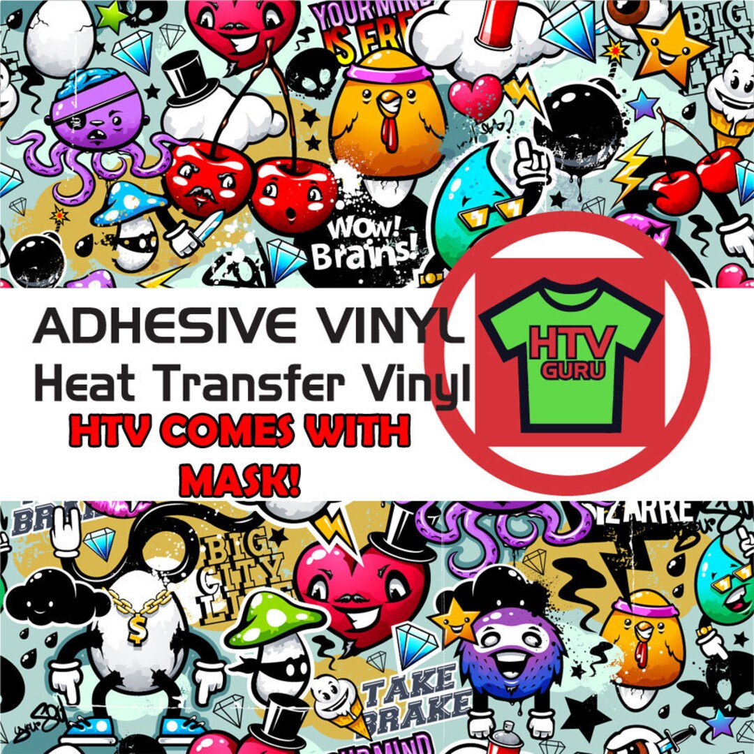 Graffiti Sticker Bomb Printed Pattern HTV Vinyl Craft Vinyl Sheets - Etsy