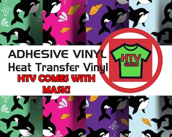 Orca Whale Print Vinyl Sheet, HTV or Adhesive, Craft & Decal