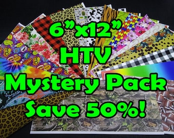 Printed Pattern HTV Mystery Pack 6X12 Grab Bag Heat Transfer Vinyl Iron On