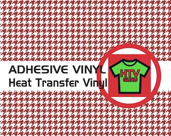 Crimson Houndstooth Vinyl Printed Pattern Iron On Heat Transfer and Outdoor Vinyl Sheets, HTV