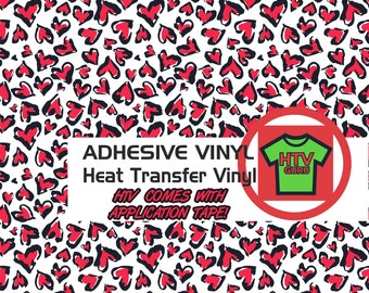 Leopard Cheetah Heart Printed Heat Transfer Vinyl, Adhesive Outdoor Vinyl Sheets