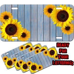 Wholesale Blank Aluminum Sunflower Distressed Wood License Plates Ready For Your Vinyl Lettering Auto Tag