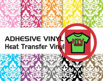 Damask Iron On Heat Transfer Vinyl HTV Pattern Vinyl Sheets Outdoor Vinyl Sheets