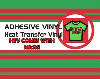 Christmas Stripe Vinyl Sheet: Green & Red, HTV or Adhesive