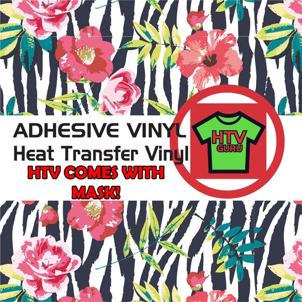 Watercolor Floral Zebra Vinyl HTV Printed Patterned Vinyl Sheets Iron On Heat Transfer Vinyl Sheets