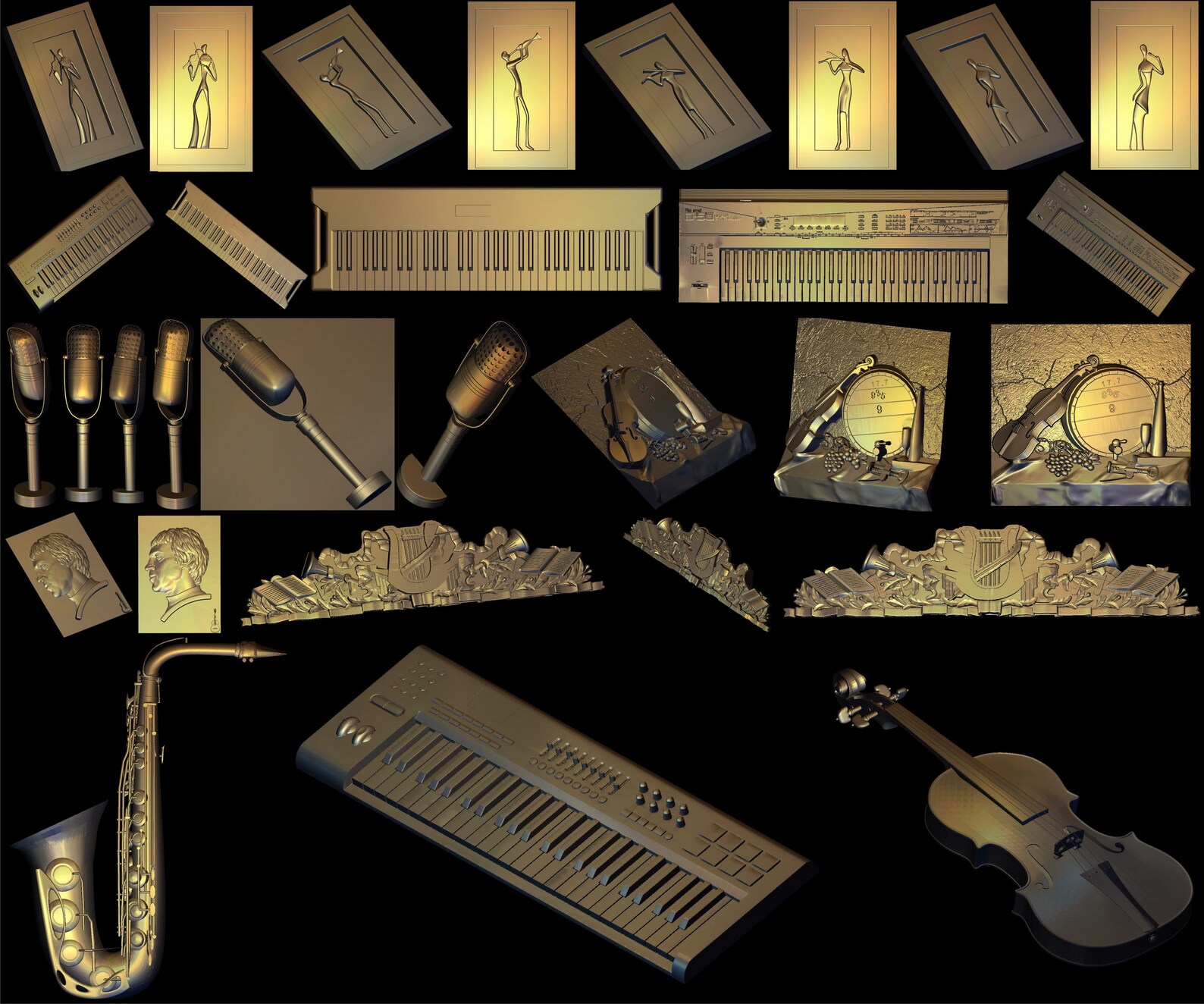 42 Music Musical instruments Theme 3D STL Models for CNC | Etsy